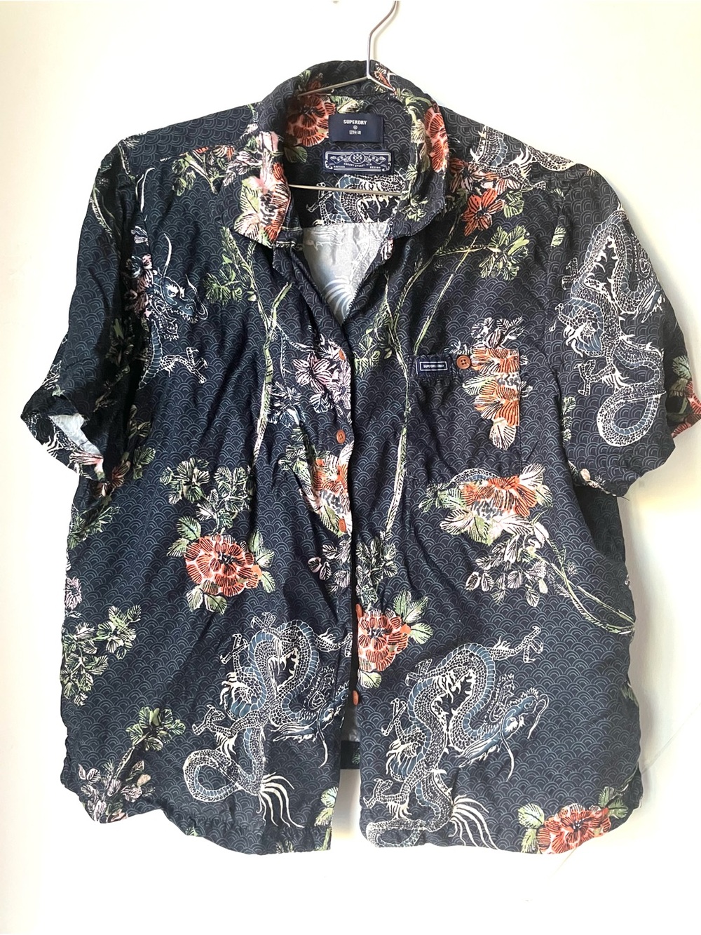 Superdry Black Floral & Dragon Button-Down Shirt
